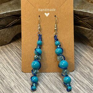 Ocean Spiral Handmade Beaded Dangle Earrings